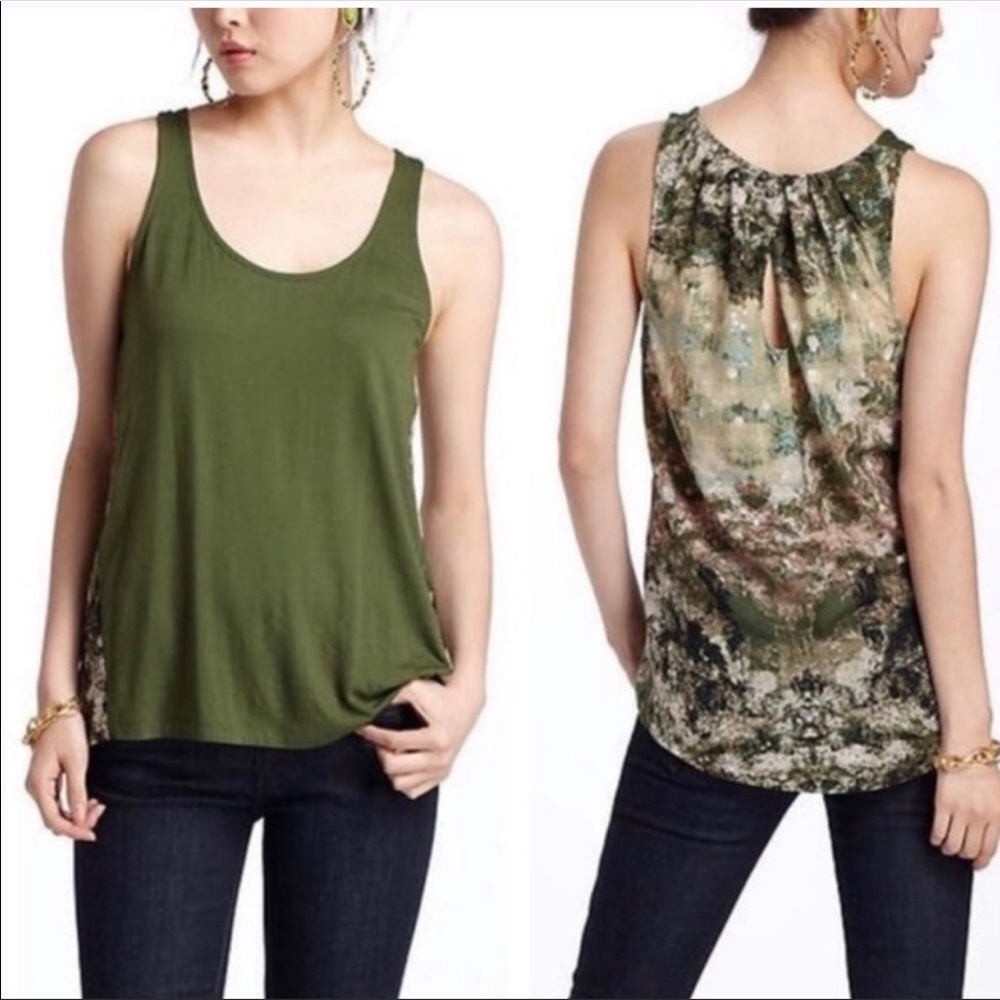 Anthropologie Deletta green tank